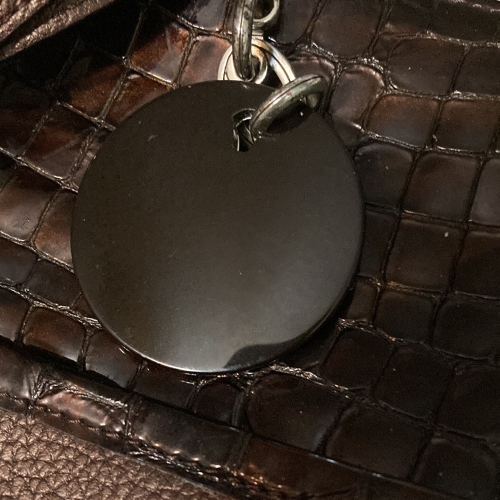 Brighton EUC Peyton Faux Crocodile Pebbled Leather Copper/Brown Bag with charm. - Picture 3 of 14